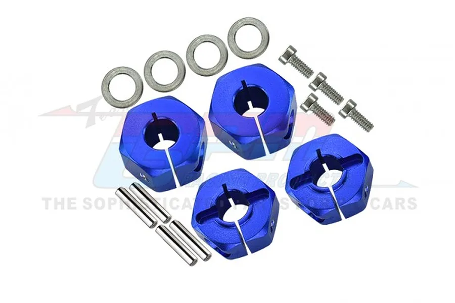 GPM Blue Aluminium Slash 2WD 6mm Front, 8mm Rear Hex Adapter Set image 1