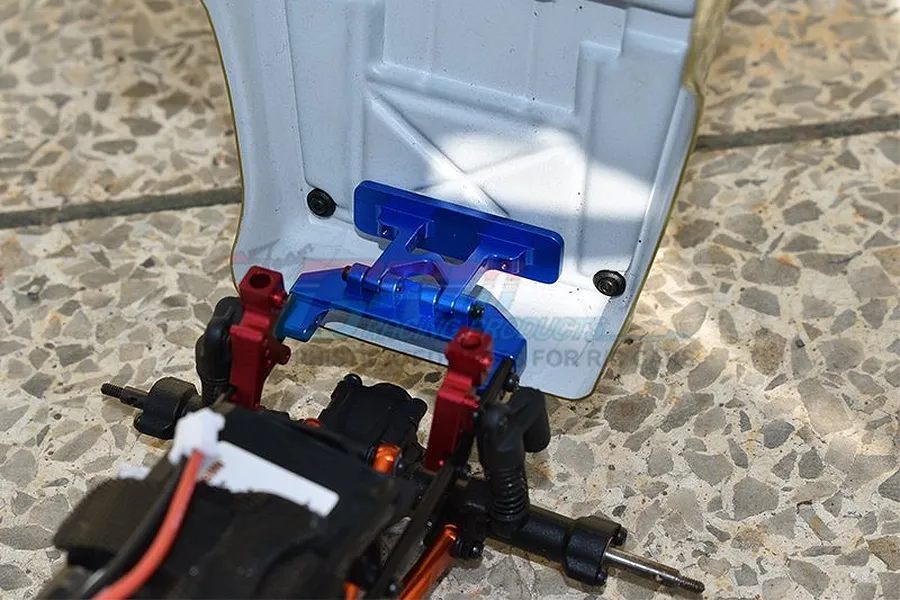 GPM Blue Aluminium SCX24 Rear Bumper &amp;amp; Body Shell Mount w/ Hardware image 50666