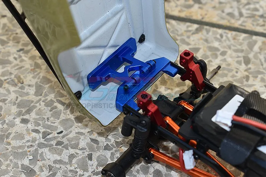 GPM Blue Aluminium SCX24 Rear Bumper &amp;amp; Body Shell Mount w/ Hardware image 50667