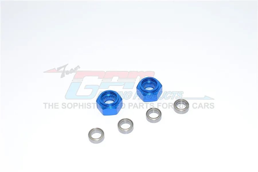 GPM Blue Aluminium TT-03 12mm Front Wheel Hex Adapter w/ Bearings 2Pcs image 50668