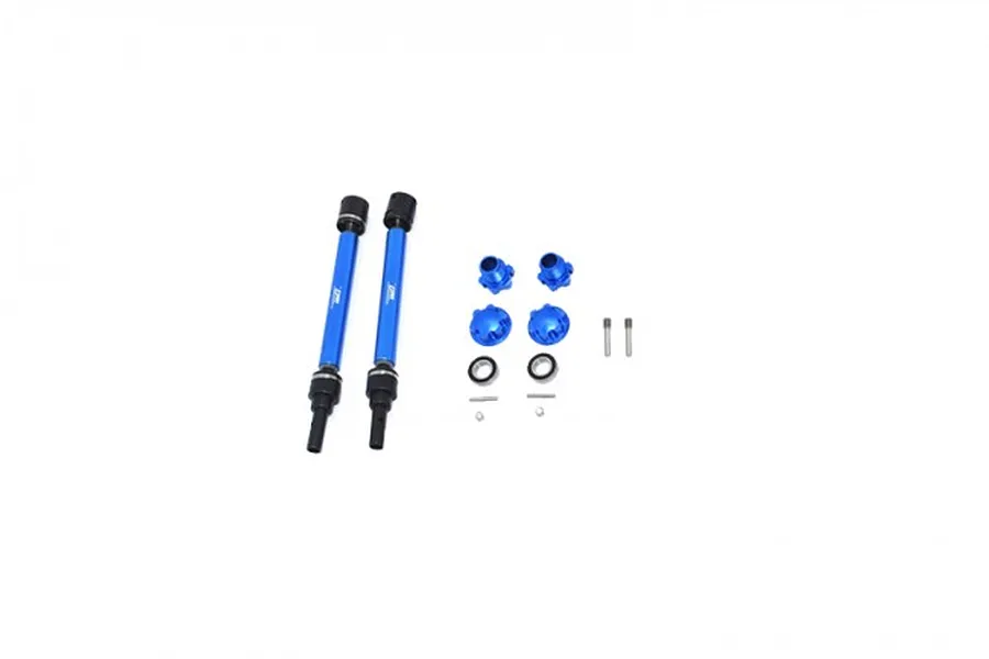 GPM Blue Hardened Steel Adjustable F/R CVD Drive Shafts w/ Hex Adapter &amp;amp; Wheel Lock Set image 50679