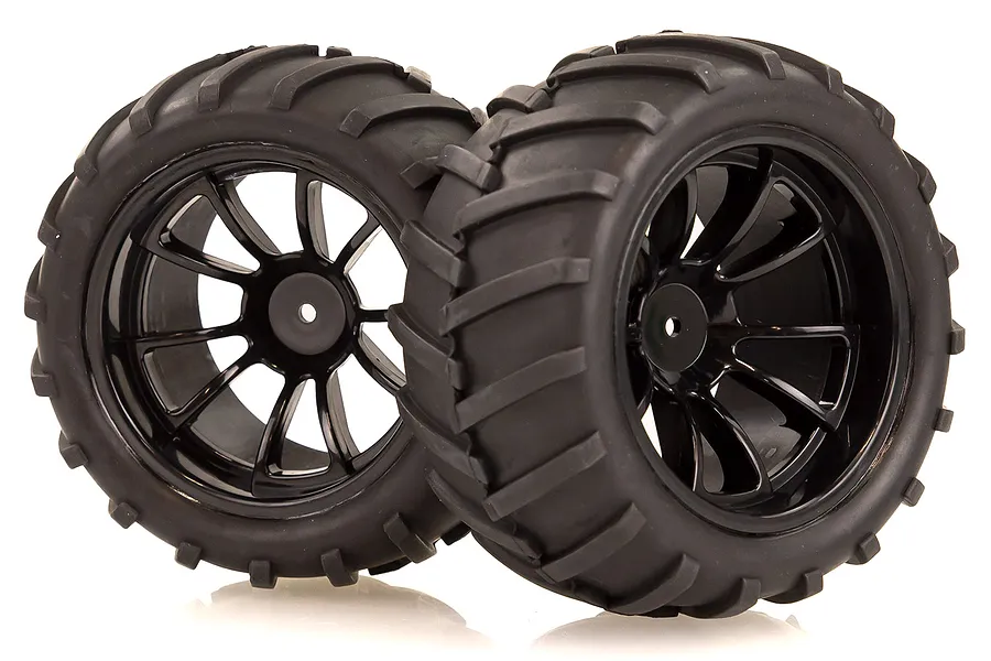 HSP 2.8&amp;quot; Off Road V-Groove Tyres on 10 Spoke Black Rims - Wheels 2Pcs image 50889