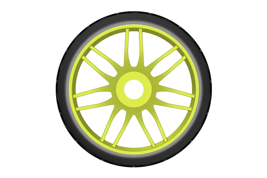 GRP 3.1&amp;quot; GT-T01 Revo S4 Soft/Medium Compound Belted Tyres on 7 Spoke Yellow Rims - Glued Wheels 2Pcs image 50908