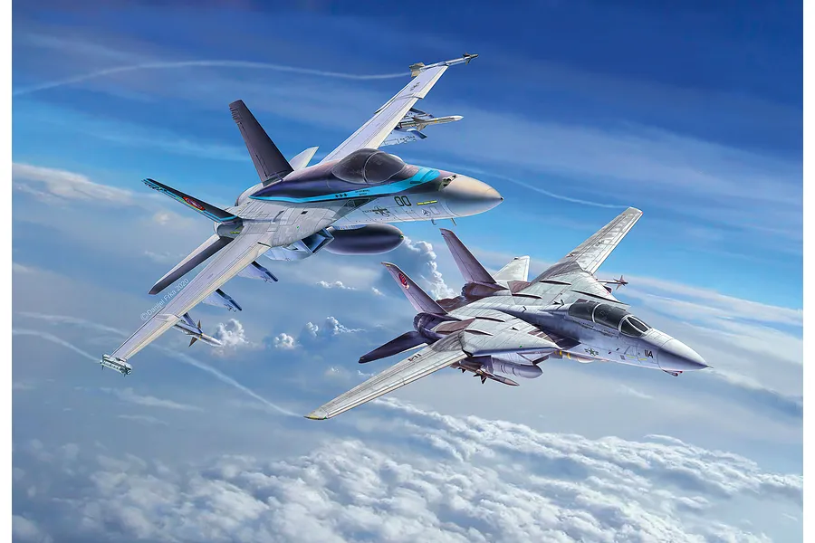 Revell 1/72 - F/A-18E Super Hornet &amp;amp; F-14D Tomcat - Top Gun Movie Combo Scaled Plastic Model Kit image 50990