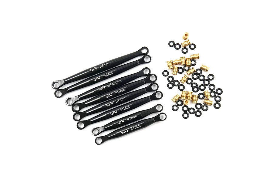 Yeah Racing Black Aluminium SCX24 C10 Jeep (133.7mm Wheelbase) Suspension Link Set image 51104