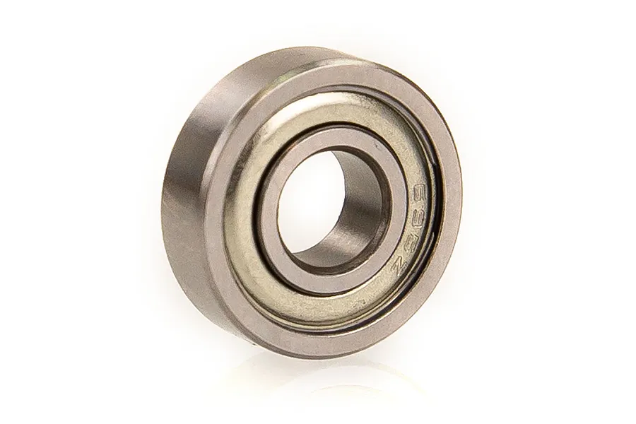 A single metal shielded ball bearing for RC vehicles, shown at an angle against a white background.