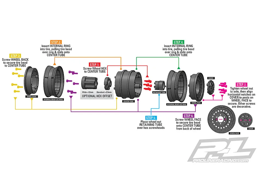 Pro-Line 1.9&amp;quot; Black Plastic Carbin Dually Internal Beadlock Rock Crawler Rims 2Pcs image 51279