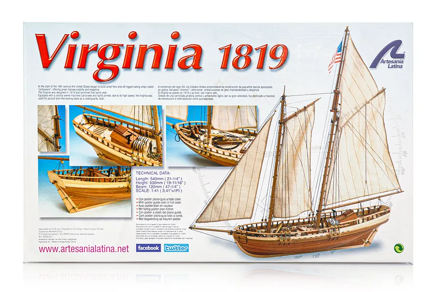 Artesania Latina 1/41 Virginia American Schooner Scaled Wooden Model Ship Kit image 51403