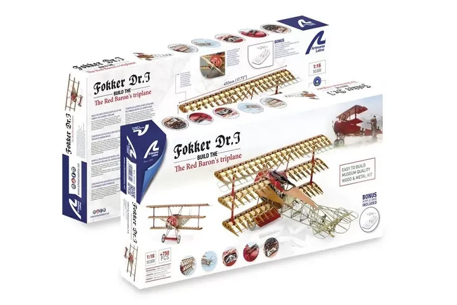 Artesania Latina 1/16 The Red Baron&amp;#039;s Triplane; Fokker Dr.I Scaled Wooden Model Kit image 51485