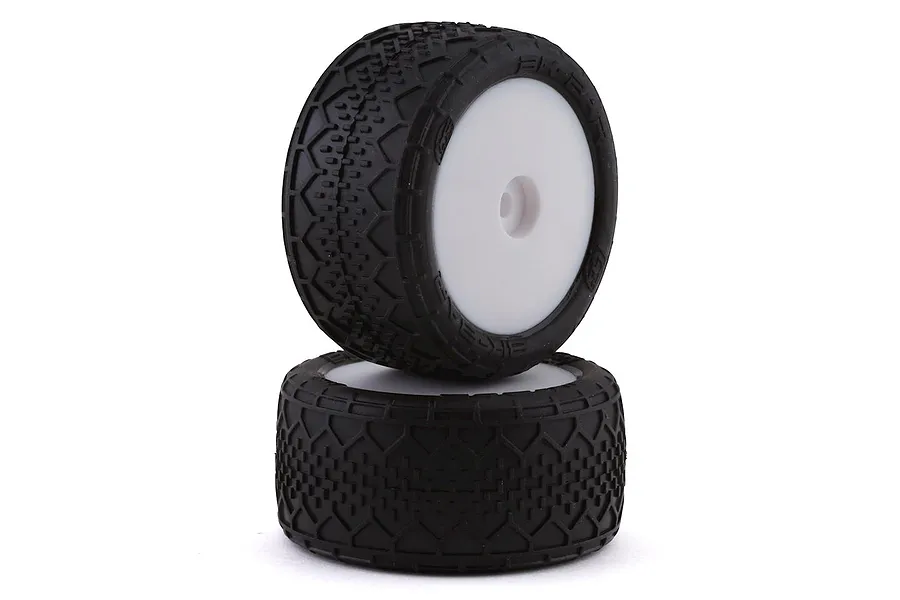 Losi 1.6&amp;quot; Mini-B 2.0 Rear BK Bar Off Road Tyres on White Rims - Glued Wheels 2Pcs image 51540