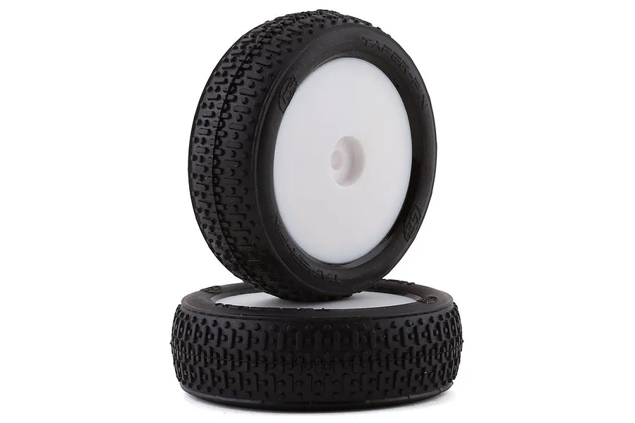 Losi 1.6&amp;quot; Mini-B 2.0 Front Taper Pin Off Road Tyres on White Rims - Glued Wheels 2Pcs image 51542