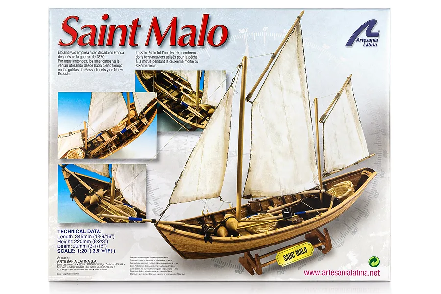 Artesania Latina 1/20 French Navy Doris Saint Malo Fishing Boat Scaled Wooden Model Ship Kit image 51569