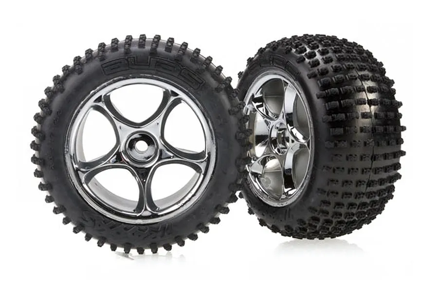 Traxxas 2.2&amp;quot; Bandit Rear Alias Tyres on Chrome Tracer Rims - Glued Wheels 2Pcs image 5160