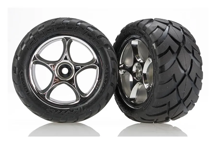 Traxxas 2.2&amp;quot; Bandit Rear Anaconda Tyres on Chrome Tracer Rims - Glued Wheels 2Pcs image 5167