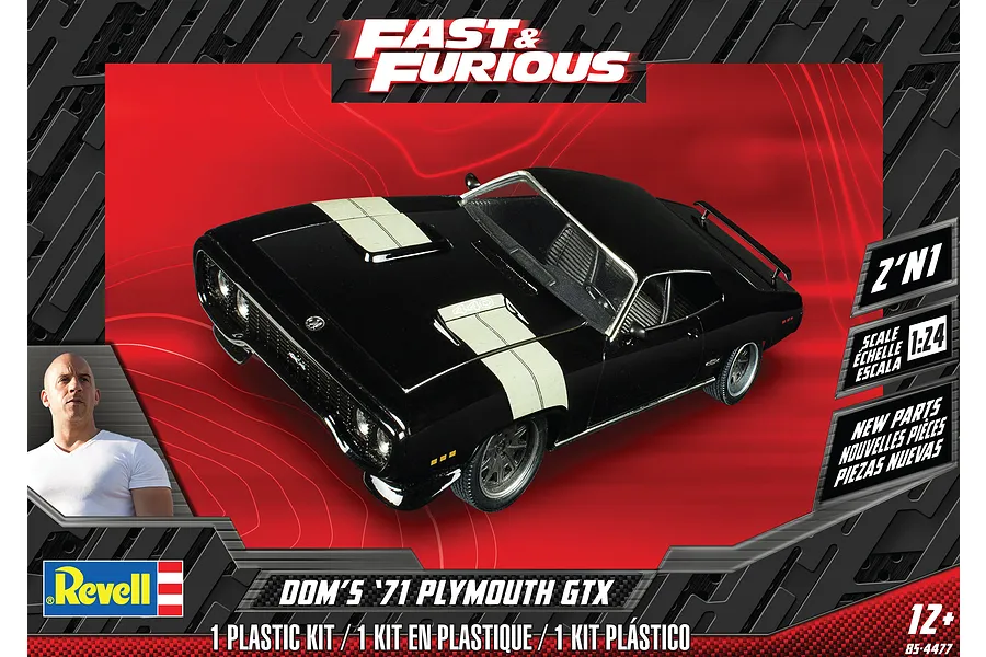 Revell 1/24 Fast &amp;amp; Furious Dominic&amp;#039;s &amp;#039;71 Plymouth GTX Scaled Plastic Model Kit image 51675