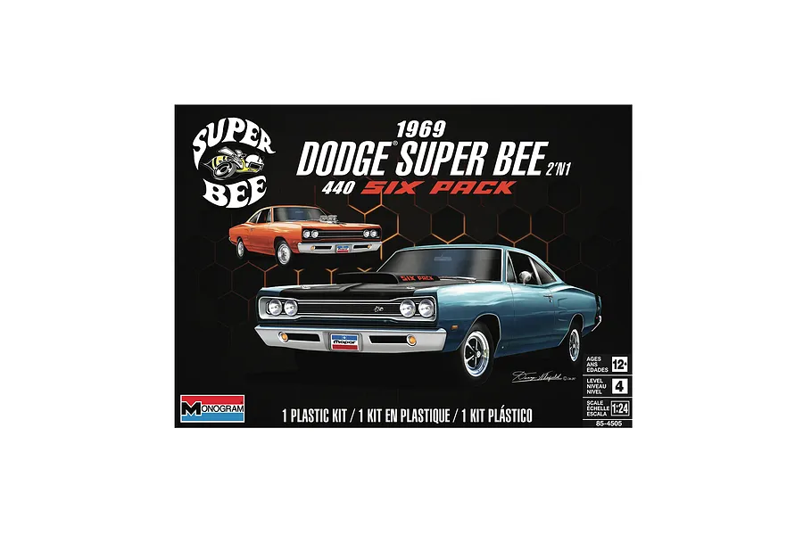 Revell 1/24 1969 Dodge Super Bee 440 Six Pack 2&amp;#039;N1 Scaled Plastic Model Kit image 51857