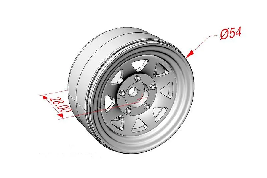 GPM White Aluminium 1.9&amp;quot; 8 Spoke Beadlock Rims 2Pcs image 51880