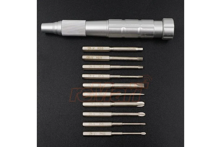 Yeah Racing Aluminium Screw Driver Set w/ Hex, Phillips &amp;amp; Flat Head Screw Bits Set image 51975