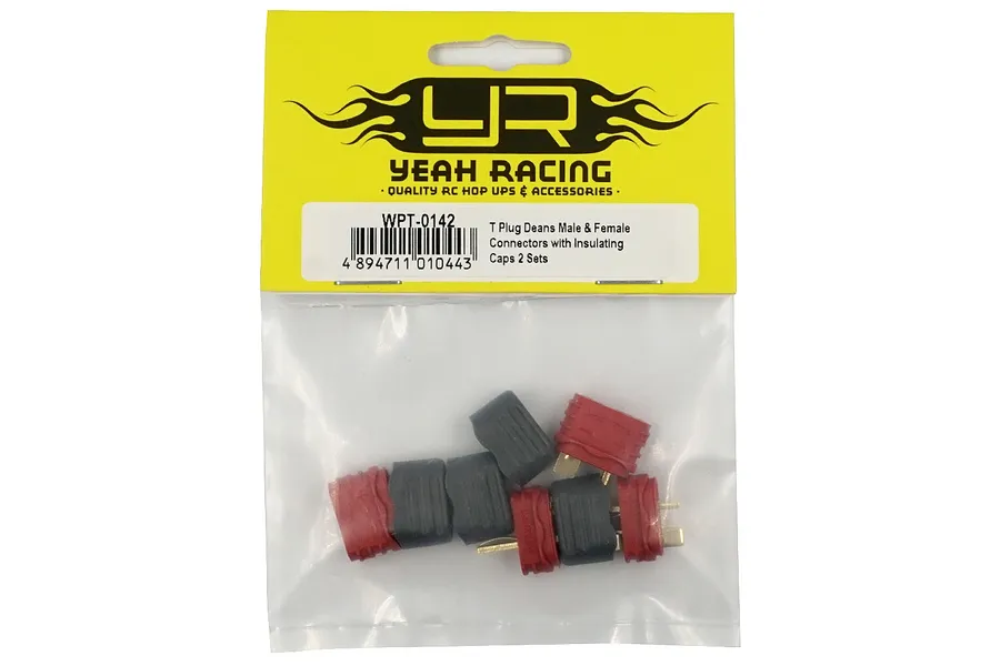 Yeah Racing Deans T Connectors w/ Insulating Caps 2 Sets image 51981