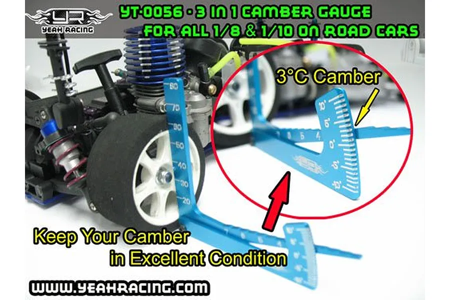 Yeah Racing Black Aluminium 3 in 1 Camber Gauge image 52134
