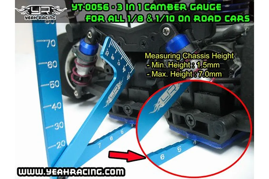 Yeah Racing Black Aluminium 3 in 1 Camber Gauge image 52135