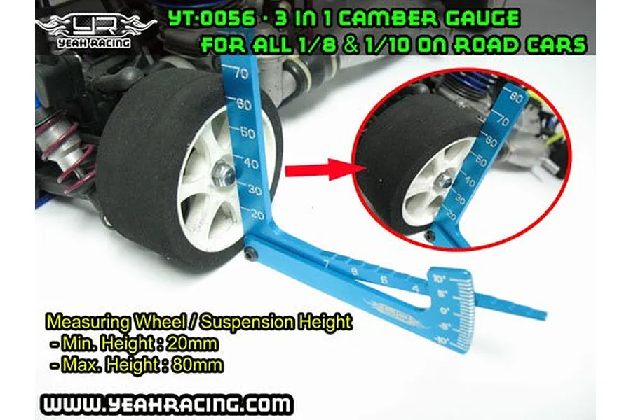 Yeah Racing Black Aluminium 3 in 1 Camber Gauge image 52136