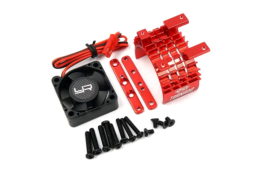 Yeah Racing Red 540/550 size Aluminium Heat Sink w/ 30mm Tornado High Speed Fan Set image 52159