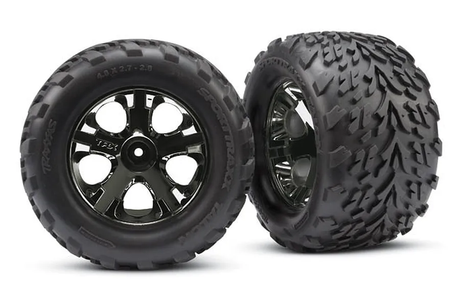 Traxxas 2.8&amp;quot; Talon Tyres on Black Chrome All-Star Rims - Glued Wheels 2Pcs image 5231