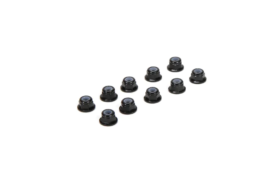 TLR 3mm Black Aluminium Flanged Nyloc Nuts 10Pcs image 52681
