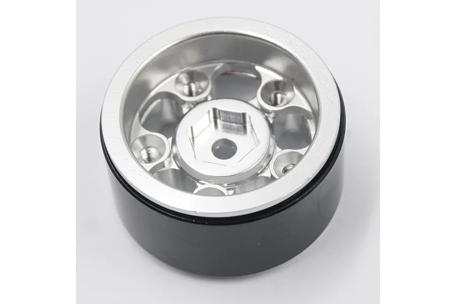 Yeah Racing Silver Aluminium SCX24 1&amp;quot; 5 Spoke Beadlock Rock Crawler Rims 4Pcs w/ Hardware image 52698