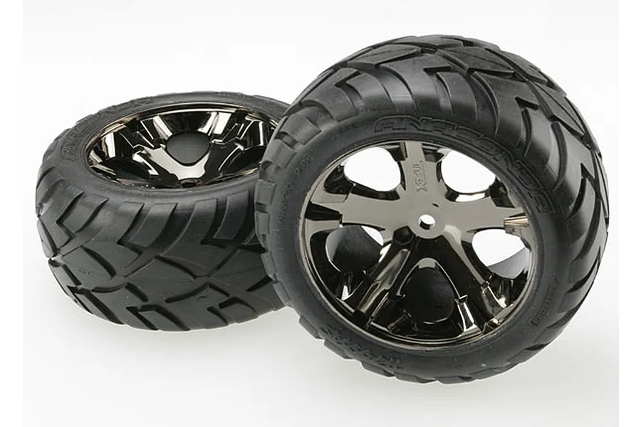 Traxxas 2.8&amp;quot; Anaconda Tyres on Black Chrome All-Star Rims - Glued Wheels 2Pcs image 5277