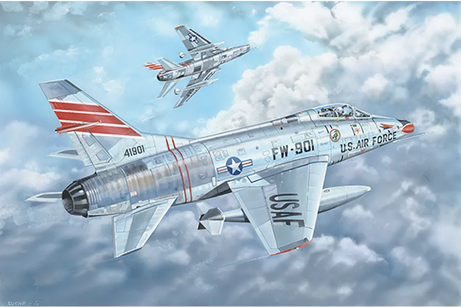 Trumpeter 1/32 USAF F-100C Super Sabre Fighter Jet Scaled Plastic Model Kit image 52767