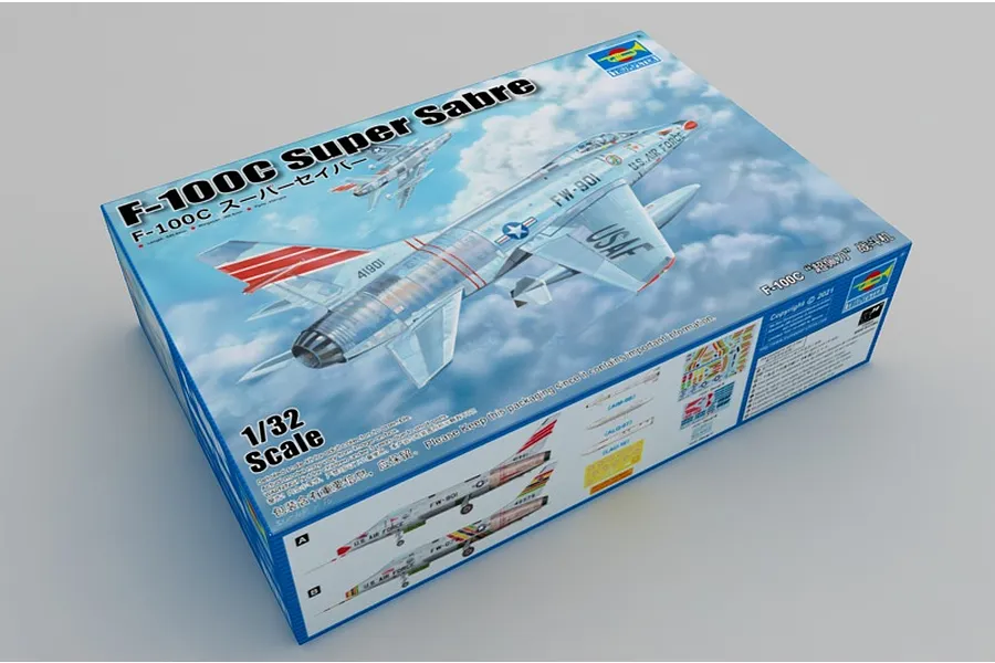 Trumpeter 1/32 USAF F-100C Super Sabre Fighter Jet Scaled Plastic Model Kit image 52768