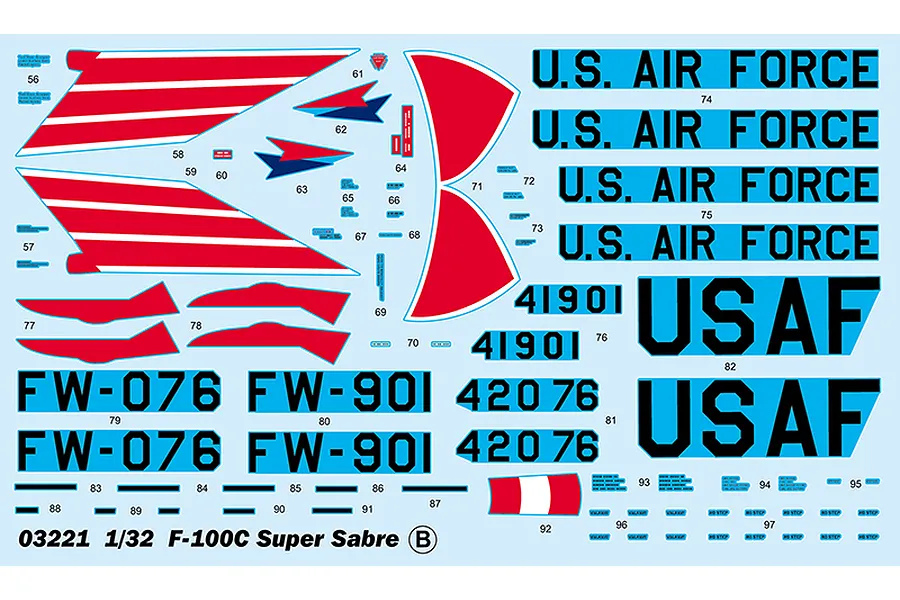Trumpeter 1/32 USAF F-100C Super Sabre Fighter Jet Scaled Plastic Model Kit image 52770