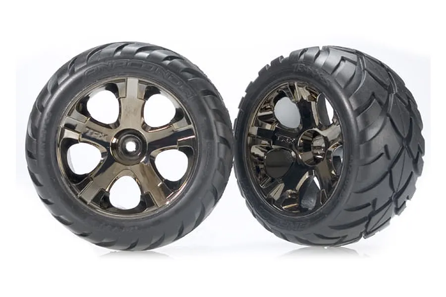Traxxas 2.8&amp;quot; Anaconda Tyres on Black Chrome All-Star Rims - Glued Wheels 2Pcs image 5278