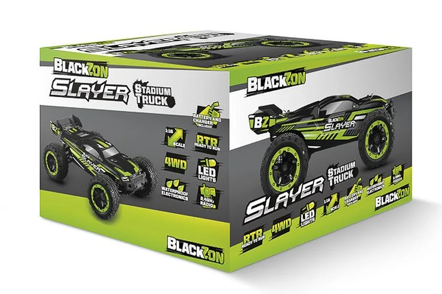 BlackZon Slayer ST RC Stadium Truck Electric 4WD 1/16 Scale RTR with Headlight Kit - Green image 52867
