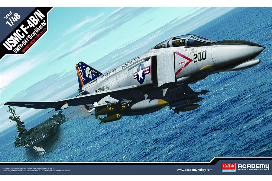 Academy 1/48 USMC F-4B/N &amp;quot;VMFA-531 Grey Ghosts&amp;quot; Phantom Jet Fighter Plastic Scale Model Kit image 52951