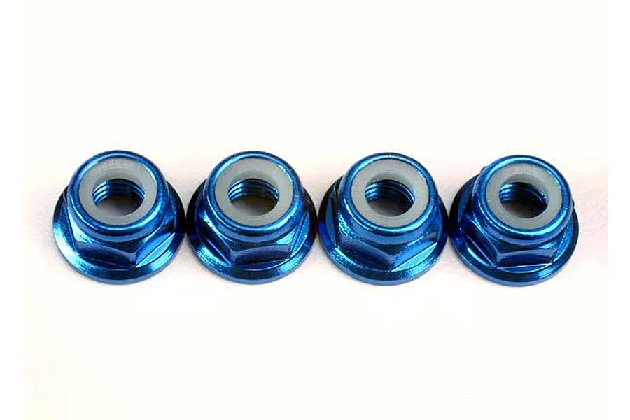 Traxxas 5mm Blue Aluminium Flanged Nyloc Nuts 4Pcs image 5304