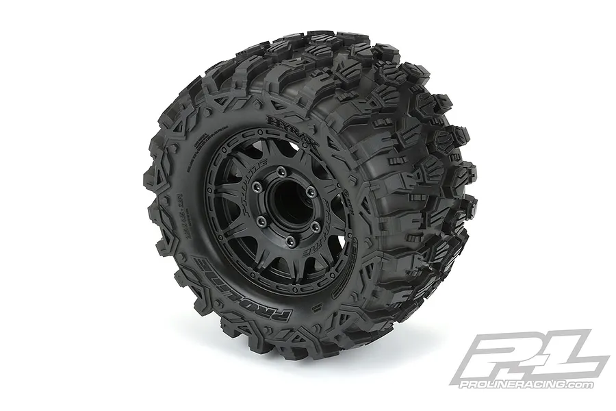 Pro-Line 2.8&amp;quot; Hyrax Tyres on Black Raid Rims - Glued Wheels 2Pcs image 53075