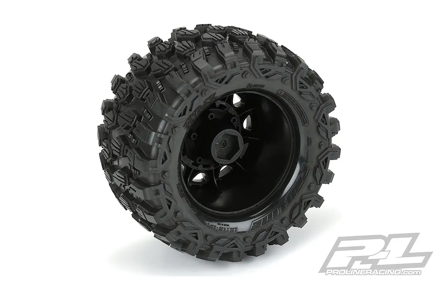 Pro-Line 2.8&amp;quot; Hyrax Tyres on Black Raid Rims - Glued Wheels 2Pcs image 53076