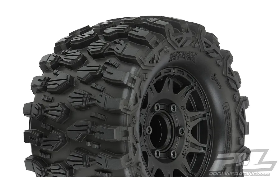 Pro-Line 2.8&amp;quot; Hyrax Tyres on Black Raid Rims - Glued Wheels 2Pcs image 53079