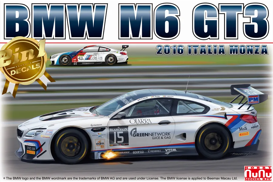 NuNu 1/24 BMW M6 GT3 (2016 Italia Monza) Scaled Plastic Model Kit image 53105