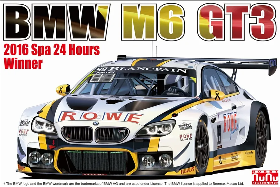 NuNu 1/24 BMW M6 GT3 (2016 Spa 24 Hours Winner &amp;amp; NE24001 Detail Up Parts Set) Scaled Plastic Model Kit image 53106