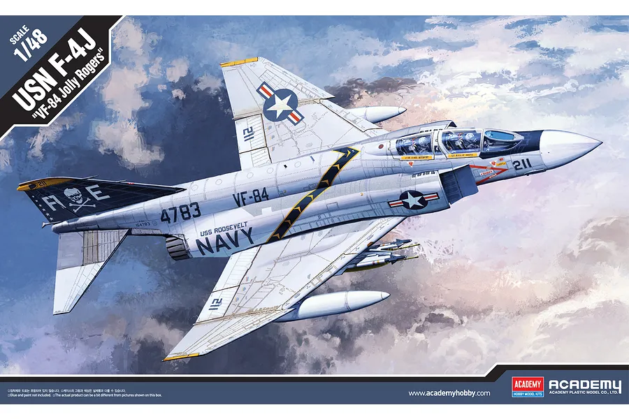 Academy 1/48 USN F-4J &amp;quot;VF-84 Jolly Rogers&amp;quot; Phantom II Scaled Plastic Model Kit image 53221
