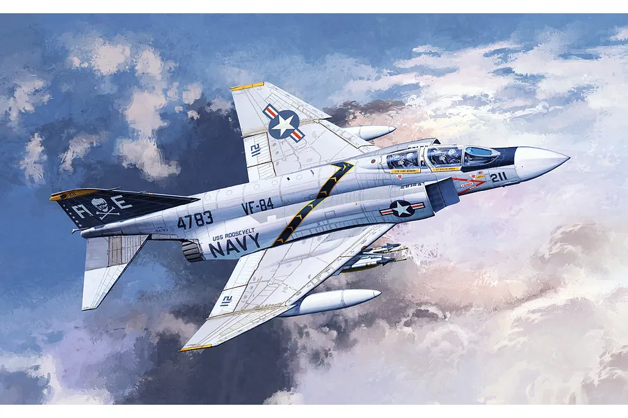 Academy 1/48 USN F-4J &amp;quot;VF-84 Jolly Rogers&amp;quot; Phantom II Scaled Plastic Model Kit image 53222
