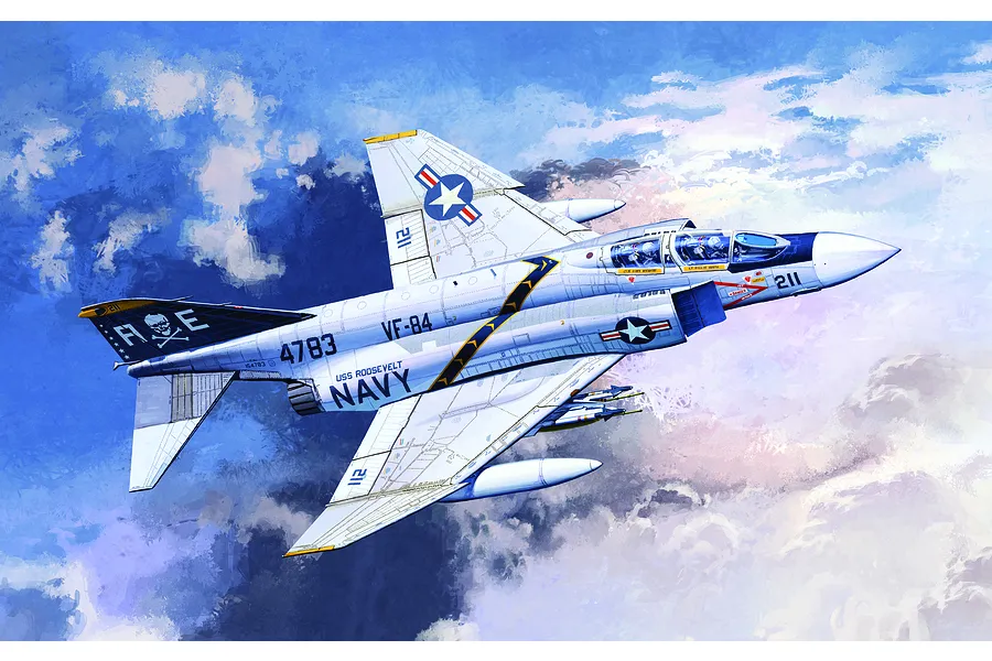 Academy 1/48 USN F-4J &amp;quot;VF-84 Jolly Rogers&amp;quot; Phantom II Scaled Plastic Model Kit image 53224