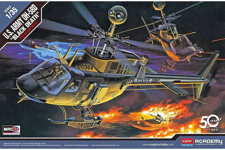 Academy 1/35 U.S. Army OH-58D Kiowa &amp;quot;Black Death&amp;quot; Scaled Plastic Model Kit image 53233