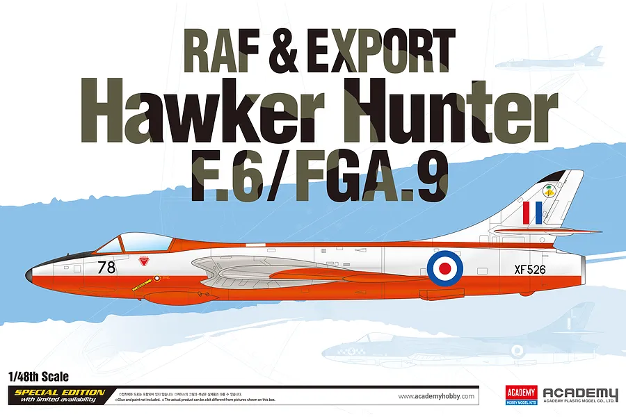 Academy 1/48 RAF &amp;amp; Export Hawker Hunter F.6/FGA.9 Scaled Plastic Model Kit image 53234