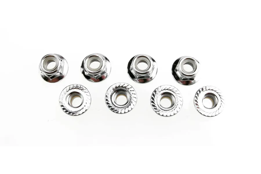 Traxxas 5mm Silver Aluminium Flanged Serrated Nyloc Nuts 8Pcs image 5338