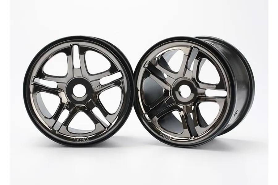 Traxxas 3.8&amp;quot; SS Split Spoke Satin Chrome Rims 2Pcs image 5342